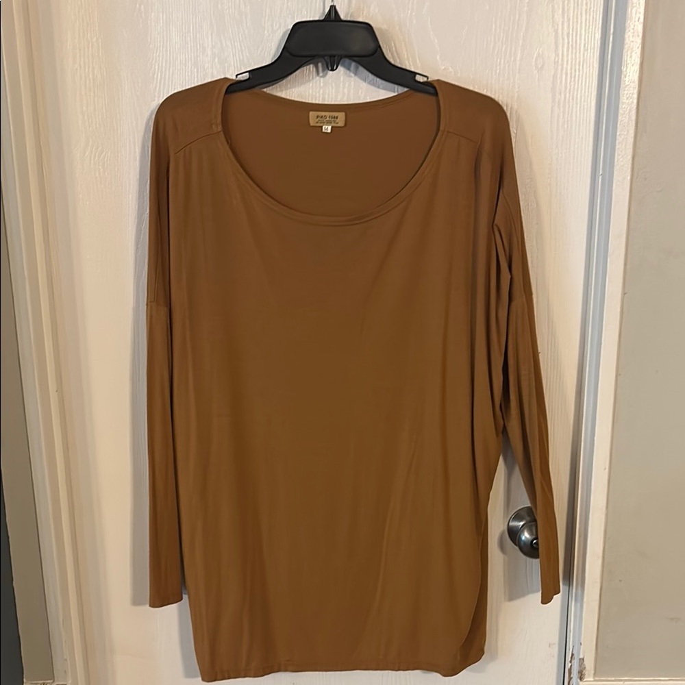 Piko 1988 Brown Blouse with Full Length Sleeves and Scoop Neck